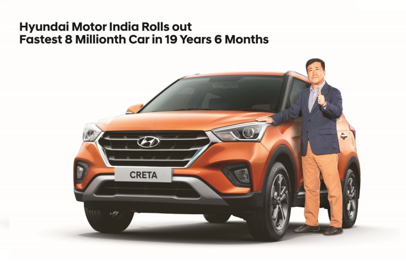 Hyundai roll out 8 millionth car in the shortest period of time for an Indian manufacturing plant