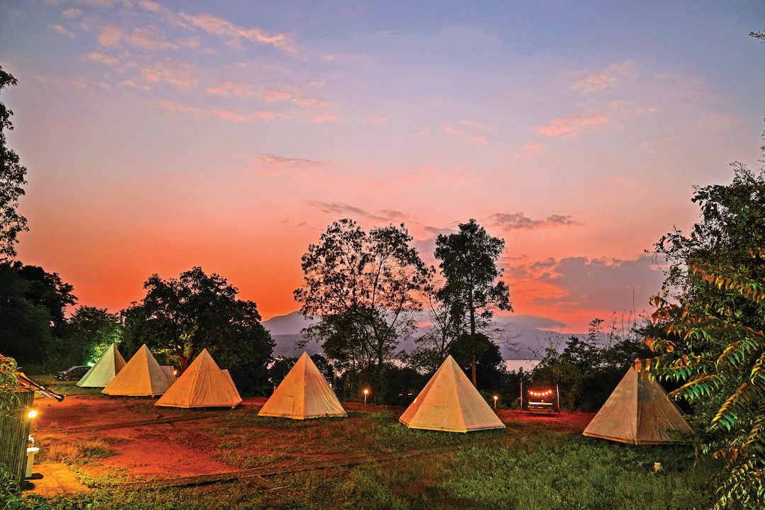 Glamping camp tents at Pavna lake site